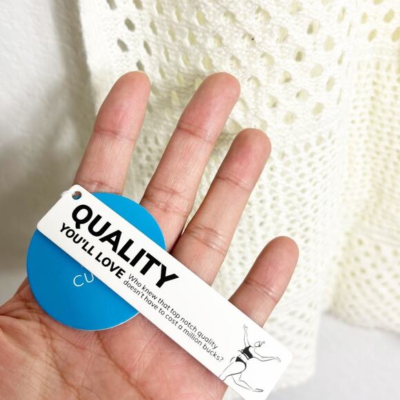 CUPSHE SWIMMING COVERUP CREAM WHITE WOMEN MEDIUM BRAND NEW WITH TAGS - Picture 7 of 9